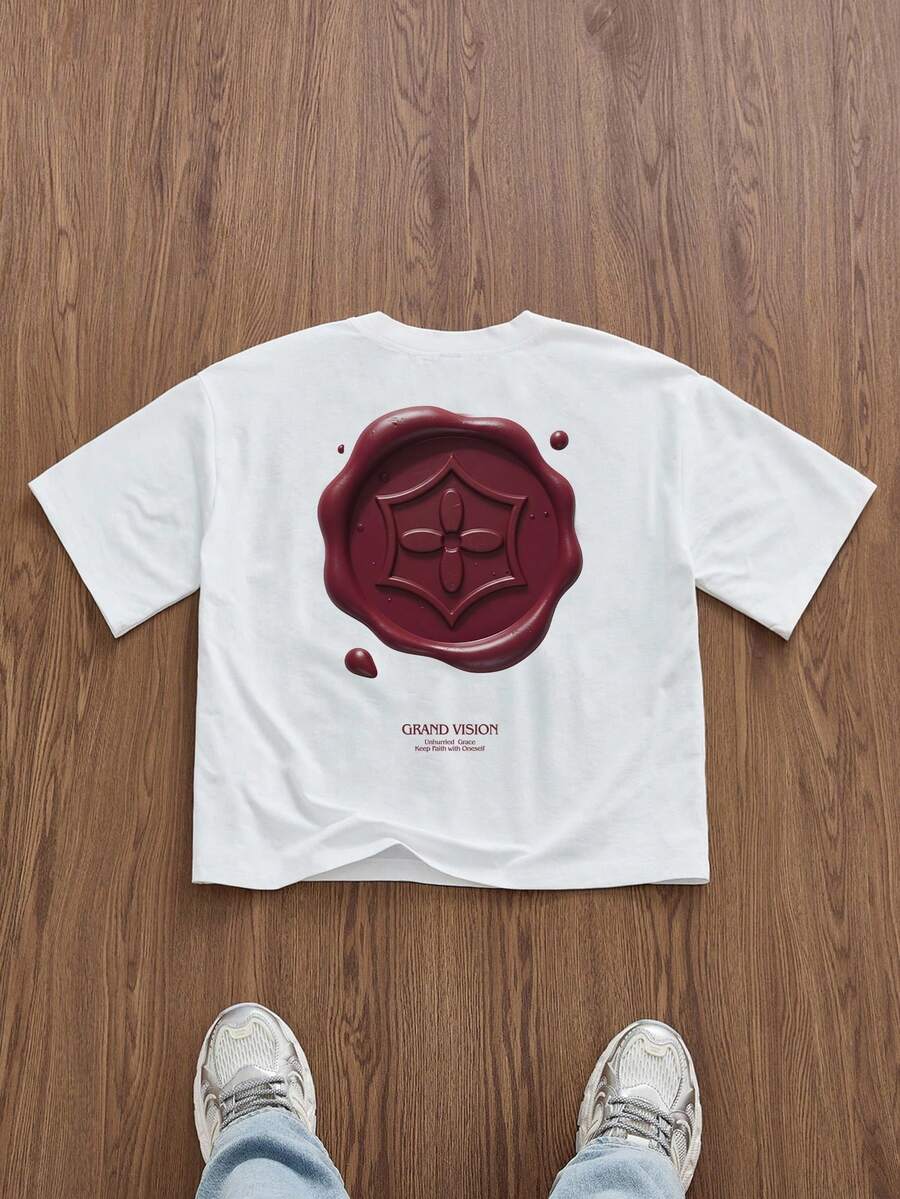 SWAVVY Men's Screen Printed White Short Sleeve T-Shirt - White - View 1