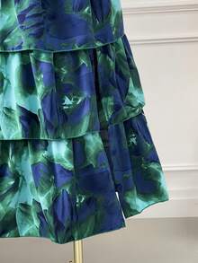 Rometta Robe de cocktail élégante à taille froncée et imprimé tout-sur-tout pour femmes grandes tailles - Vert - Voir 4