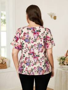 Reflora 大码优雅印花衬衫，通勤必备。 - 彩色 - 查看 3