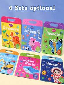 MINKOJA MINKOJA Reusable Sticker Books For Kids,Washable Stickers For Toddlers,Insects,Dinosaurs,Vehicles,Space,Animals And Ocean World Stickers,Holiday Gifts For Preschoolers,Available As Back-To-School Gifts,Birthday Gifts Sticker. - Multicolor - View 3