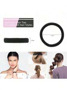 Dây buộc tóc co giãn tối giản, không đường may, phù hợp cho nữ giới sử dụng hàng ngày, dây buộc tóc đuôi ngựa thông thường, băng đô tóc. - Nhiều màu - Xem 5