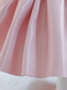 Glamorique Kids 女婴婚礼花童礼服，粉色缎面长裙，带大蝴蝶结拖尾，女婴生日派对礼服，高端舞台表演宴会礼服，度假公主裙，适合所有季节 - 粉色 - 查看 8