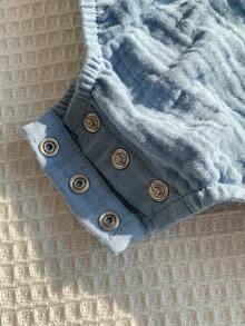 SHEIN Baby Boy Textured Soft Romper, Versatile & Comfortable, Suitable For Summer - Blue - View 8
