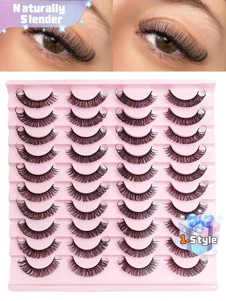 20 Pairs Fluffy Wispy Full Strip Lashes - D Curl Faux Mink Lashes For Long-Lasting, Natural-Looking Eyelashes Strip Lashes, Lashes, Eyelashes, Fake Lashes - Black - View 1