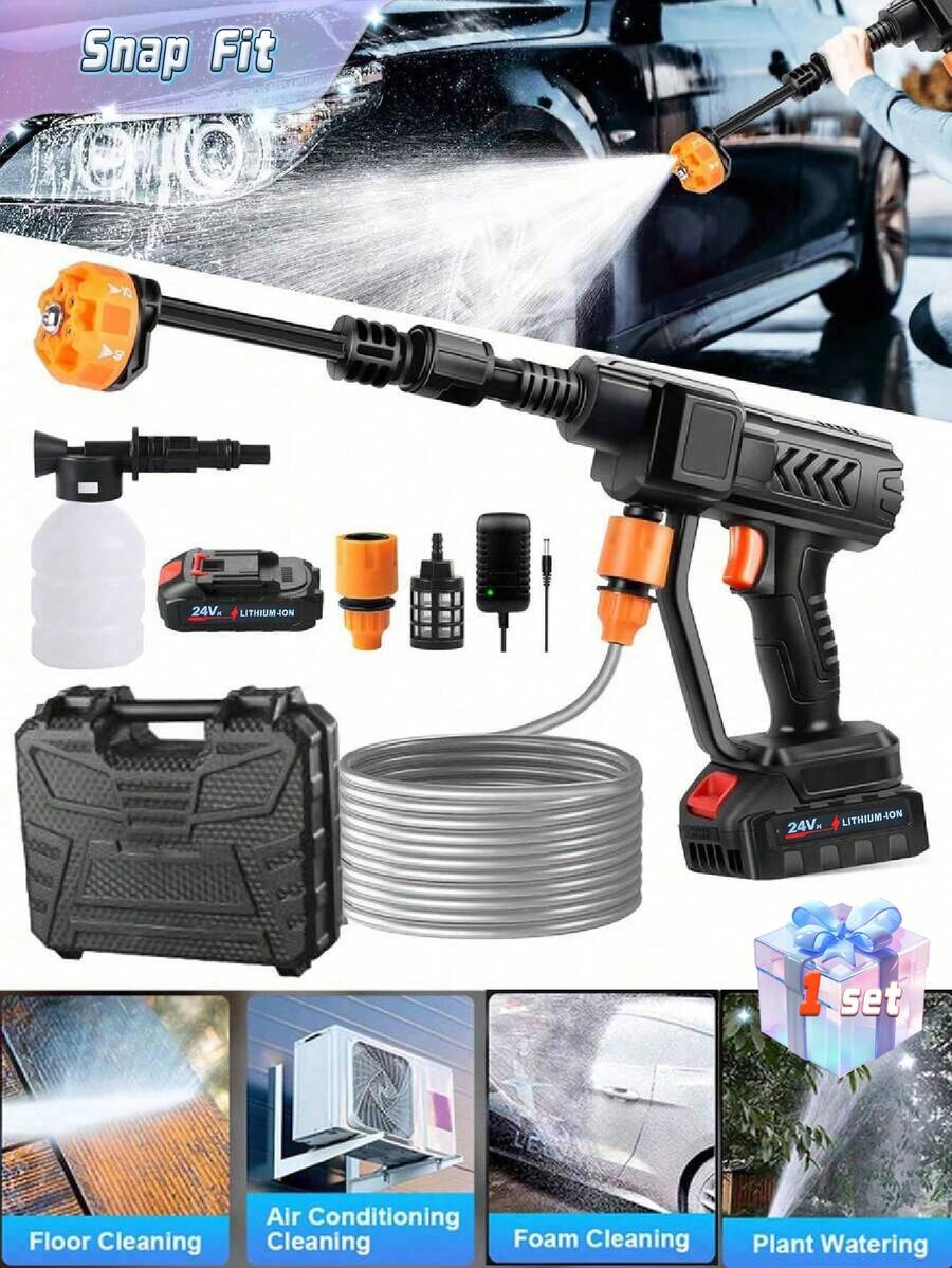 Máy rửa xe áp lực cao không dây 1 mảnh, máy rửa xe điện cầm tay, súng rửa xe áp lực cao cầm tay - Nhiều màu - Xem 1