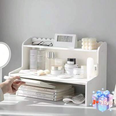 1. Kệ để bàn hai tầng có thể điều chỉnh độ cao, thích hợp sử dụng trong ký túc xá/văn phòng, để sắp xếp mỹ phẩm, văn phòng phẩm và sách.