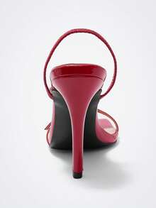 Maija Sapatos femininos de salto alto elegantes e sensuais com bico quadrado e fivela. - Vermelho positivo - Ver 4