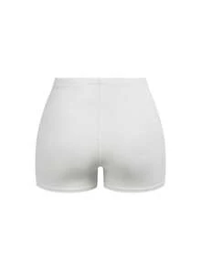 SHEIN Cheerettes 女士撞色字母印花V领修身运动连衣裙配短裤 - 藍白色 - 查看 5