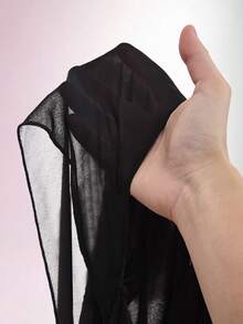 Amplova 两件套女士缎面露背修身甜美连衣裙套装，背部饰有水钻，闪亮水钻点缀裙摆，适合派对、秋冬季穿着。 - 黑色 - 查看 11