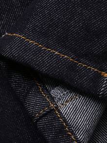 DAZY Bộ đồ denim nữ cổ tròn không tay gồm áo ba lỗ ngắn và quần jeans lửng, phong cách thường ngày năng động, phù hợp với cuộc sống thành thị. - Rửa tối - Xem 7
