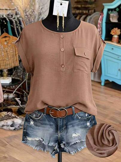 SHEIN LUNE CURVE 大码女式休闲宽松夏季假日嘉年华派对上衣