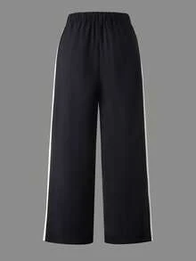 Tween Girls' Classic Casual Black Pants,Simple & Comfortable Knit Fabric For Lounging,Outdoor,Sports,White,Winter,Athletic,Back-To-School Versatile - Black - View 2