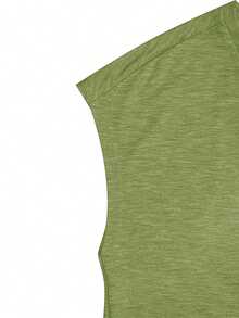 EMERY ROSE Solid Color V-Neck Raglan Sleeve Casual Summer Top - Green - View 4