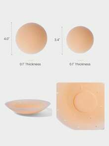GLOWMODE 1 Pack Silicone Thin Seamless Adhesive Edge Non-Adhesive Center Reusable Nipple Covers Pasties Daily Casual Wear - Vanilla - View 7