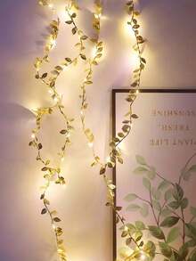 Approximately78-Inch Gold Leaf Fairy String Lights, Wedding Table Decor Lights, Indoor Holiday Wreath Fairy Lights (Batteries Not Included), Suitable For Wedding Table Center Decor, Wedding Backdrop Decor, Christmas Tree Decor - Gold - View 4