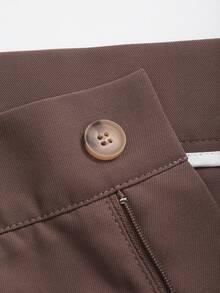 Dazy Plus Quần ống rộng ống đứng thời trang cỡ lớn dành cho phụ nữ cỡ lớn, quần giáo viên mùa thu - màu nâu - Xem 4