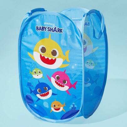 BABY SHARK X SHEIN Giỏ đựng đồ bẩn gấp gọn tiện dụng cho trẻ em - Giỏ đựng đồ bẩn có lưới bên hông, giỏ đựng đồ di động cho phòng trẻ em, phòng em bé, phòng ngủ - Dễ dàng mang theo và cất giữ, chất liệu bền, thiết kế hoạt hình ngộ nghĩnh dành cho bé trai và bé gái