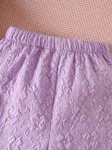 SHEIN 2件套女婴休闲碎花装饰背心+短裤套装 - 紫色 - 查看 7