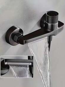 现代壁挂式瀑布浴缸龙头，三孔隐藏式阀门，内置水箱，经久耐用，易于清洁，适用于浴缸、淋浴和浴室洗手盆。 - 彩色 - 查看 2