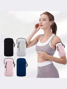 1PC Sports Waterproof Arm Bag Solid Color Polyester Fiber Zipper Closure Universal Adjustable Wristband Phone Pouch For Running Hiking Fitness Outdoor Cycling Workout Sports Accessories - Multicolor - View 9