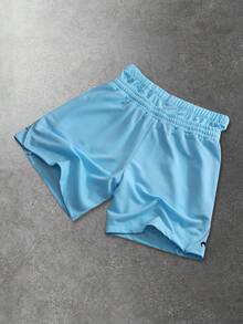 ROMWE MEN Street Life Men's Embroidered Shorts, Suitable For Daily Wear In Spring And Summer - Blue - View 5