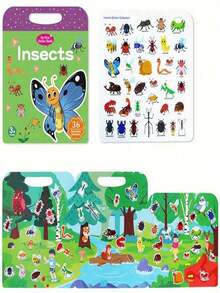 MINKOJA MINKOJA Reusable Sticker Books For Kids,Washable Stickers For Toddlers,Insects,Dinosaurs,Vehicles,Space,Animals And Ocean World Stickers,Holiday Gifts For Preschoolers,Available As Back-To-School Gifts,Birthday Gifts Sticker. - Multicolor - View 6