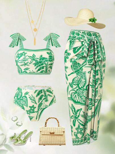 Swim Oasis Set de 3 piezas de traje de baño de cobertura con tiras anchas de alta gama para mujer para el verano