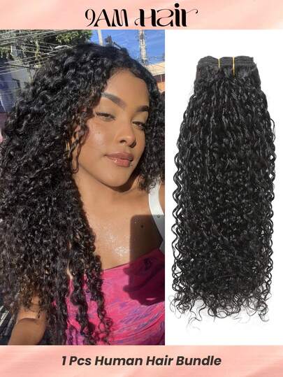 1pc Pixie Curl Natural Black Color Human Hair Bundles 1 Bundle Hair Extension Hair Weave Double Weft Bundles Extension Pixie Curl Human Hair Bundles