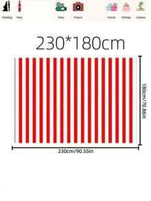 1 pieza Fondo a rayas rojas y blancas, fondo plano 2D adecuado para fiestas de cumpleaños, eventos con temática de circo y fondos fotográficos, opción perfecta para decoración de estudio - Multicolor - Ver 10