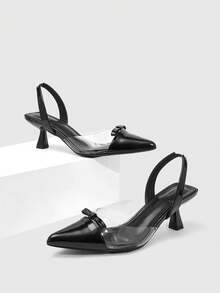 CUCCOO SZL Fashionable Sexy Jelly Strap Bowknot High Heel Sandals Spring Shoes - Black - View 2