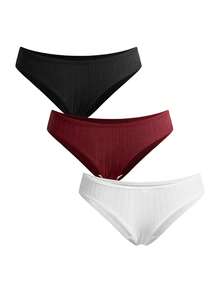 Ocili Sexy Thong Panty Set, 3pcs, Cotton Crotch, Thin & Sensual - Multicolor - View 2