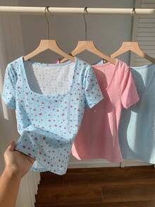 Comfortcana Bộ 3 áo thun ngắn tay cổ tròn màu nâu cà phê và trắng dành cho nữ. - Nhiều màu - Xem 7