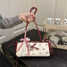 Joivida 1個/2個 甜美酷感泡泡布腋下包，熱門蝴蝶結肩背包，簡約時尚百搭 - 彩色 - 查看 8