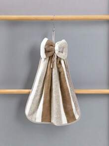 3pcs/Pack Coral Fleece Creative Striped Bow Soft Absorbent Hand Towels With Hanging Loop Dish Cloths Kitchen Towel - Multicolor - View 5