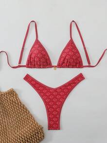 Swim Mod Women's Random Floral Print Spaghetti Strap Sexy Bikini Set, Summer - Multicolor - View 2
