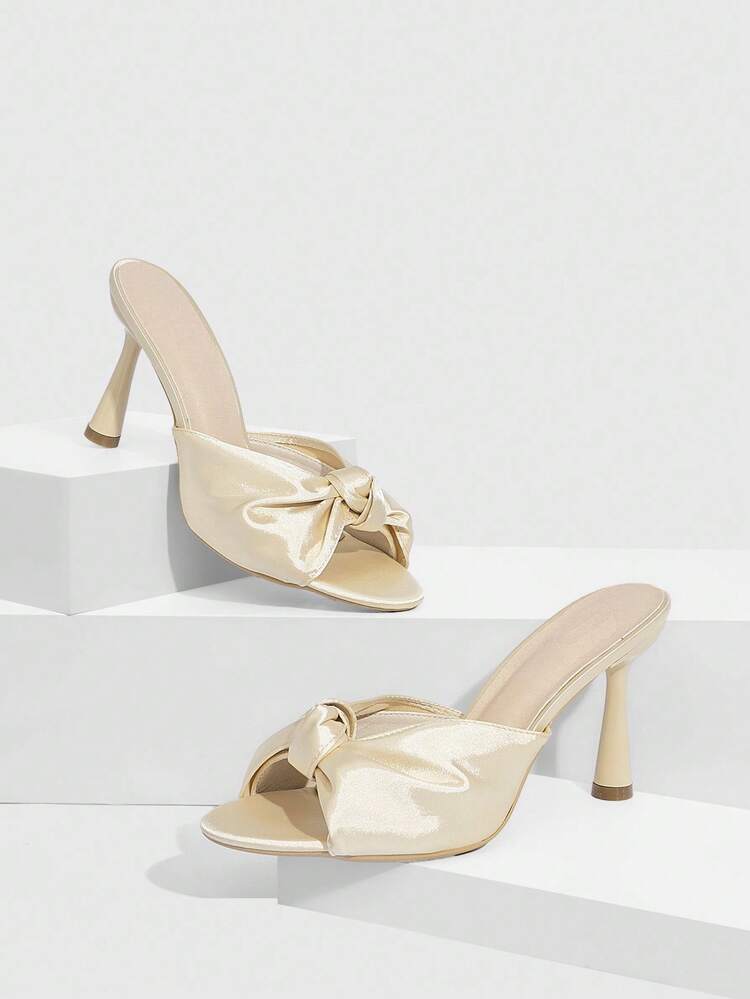 CUCCOO SZL Women's Elegant Twist Design Fashion Versatile High Heel Slide Sandals Prom Heels