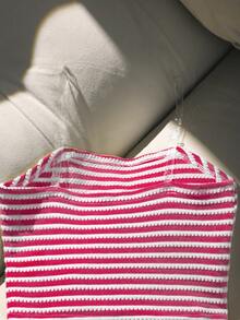 Sparklyn 两件套女童Y2K风格黄白条纹配套内衣套装，饰有3D海星刺绣，泡泡质感面料，抹胸式上衣配隐形肩带和平角内裤，柔软舒适，甜美海滩度假风，适合夏季穿着 - 紅色 - 查看 5