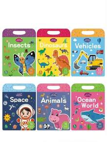 MINKOJA MINKOJA Reusable Sticker Books For Kids,Washable Stickers For Toddlers,Insects,Dinosaurs,Vehicles,Space,Animals And Ocean World Stickers,Holiday Gifts For Preschoolers,Available As Back-To-School Gifts,Birthday Gifts Sticker. - Multicolor - View 1