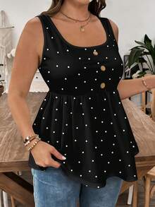 SHEIN LUNE Áo kiểu chấm bi dáng rộng dành cho nữ, thích hợp mặc đi chơi và hẹn hò. - Nhiều màu - Xem 6