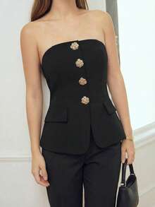 MOTF PREMIUM WOMEN'S STRAPLESS JUMPSUIT, 2 IN 1, SUITABLE FOR DATES AND PARTIES - Black - View 2