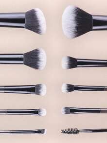 10支装便携旅行眼影刷套装，黑色，化妆刷套装，化妆刷套装，化妆刷套装，全套化妆刷，化妆刷套装，全套化妆套装，化妆刷套装，化妆刷套装，化妆刷套装，化妆礼盒，套装，赠品，专业化妆刷，全套化妆刷 - 黑色 - 查看 3