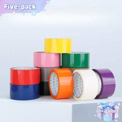 5 Rolos de Fita de Embalagem, 1.89 Polegadas de Largura e 31.50 Polegadas de Comprimento, Disponível em Várias Cores, Adequada para Lacrar Caixas de Papelão de Suprimentos de Escritório