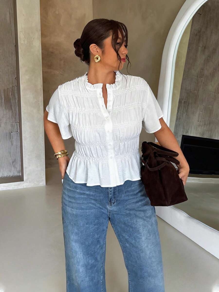 Firerie 大码夏季休闲纯色套头衫 - 白色 - 查看 1