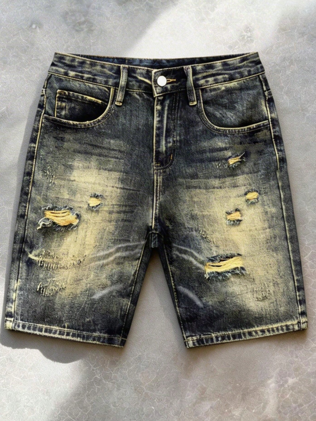 Manfinity VCAY شورتات جينز كاجوال رجالي عتيقة الطر...