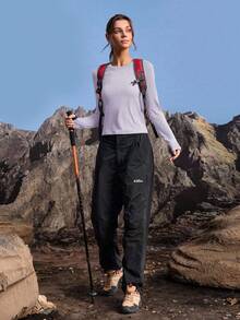 In My Nature Áo thun nữ dài tay cổ tròn kẻ sọc mặc ngoài trời - Màu tím - Xem 4