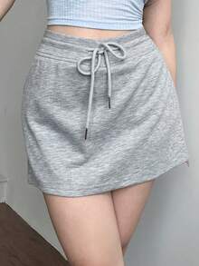 DAZY 女士休闲韩式百褶迷你裙 - 灰色 - 查看 5