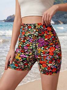 Sylviya Quần short biker in họa tiết hoa toàn thân, phong cách thường ngày. - Nhiều màu - Xem 1