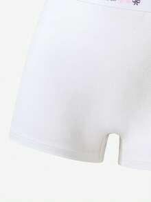 4pcs Girls' Cotton Cute Printed Panties, Assorted Colors Shorts 4 Pack,Sweet Waistband Patchwork Classic White Boxer Briefs - White - View 7