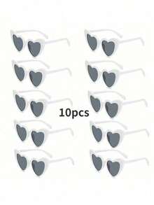 10 chiếc kính thời trang trang trí hình trái tim dễ thương và thú vị dành cho cả nam và nữ, thích hợp cho tiệc cưới, tiệc khiêu vũ, v.v., màu trắng, Giáng sinh - Nhiều màu - Xem 10