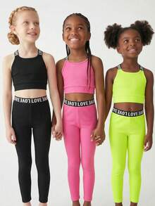 SHEIN Compra 1 y llévate 2 Conjunto deportivo de moda con diseño cruzado para niña preadolescente - Multicolor - Ver 8